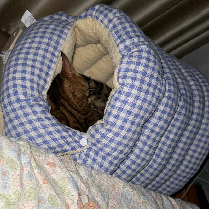 猫窝冬天保暖防寒封闭式安全感狗窝宠物用品四季通用隧道睡袋猫床 - 图1