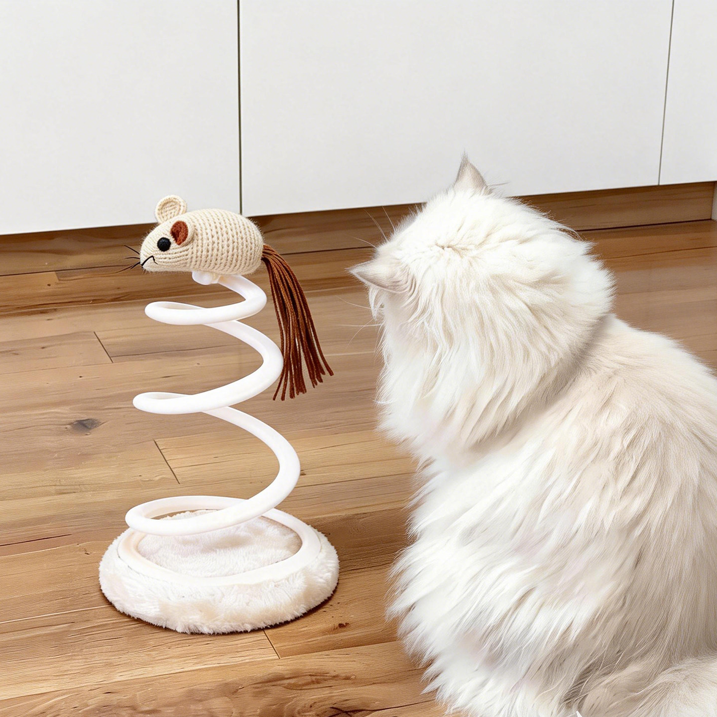 小老鼠逗猫棒螺旋钢丝弹簧麻布毛绒圆盘猫玩具自嗨解闷神器猫抓板,淘宝优惠券,粉丝福利购,淘宝优惠卷