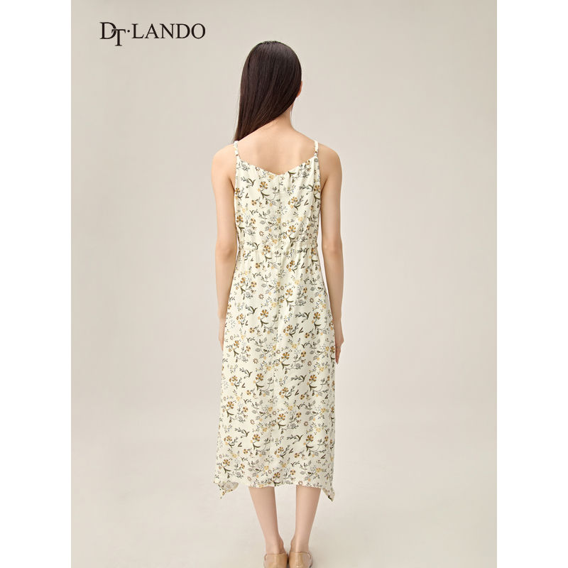 DTLANDO商场同款秋季度假风女装吊带连衣裙收腰显瘦长裙子