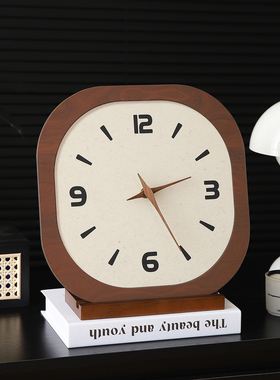 法式中古风桌面时钟摆件台式钟表摆放式座钟客厅电视柜家居装饰品