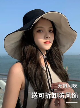 出游加大帽檐女日系渔夫帽遮阳帽
