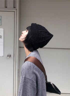 立减5元纯手工钩针纯色毛线帽子