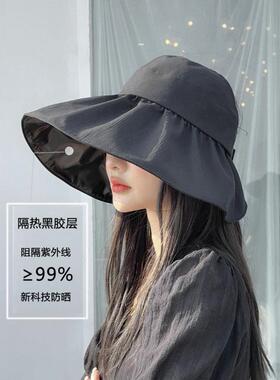黑胶空顶遮阳防晒帽子女防紫外线