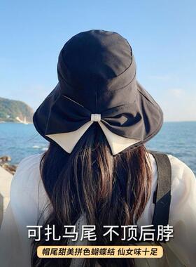 大帽檐防晒渔夫帽赫本风户外海边