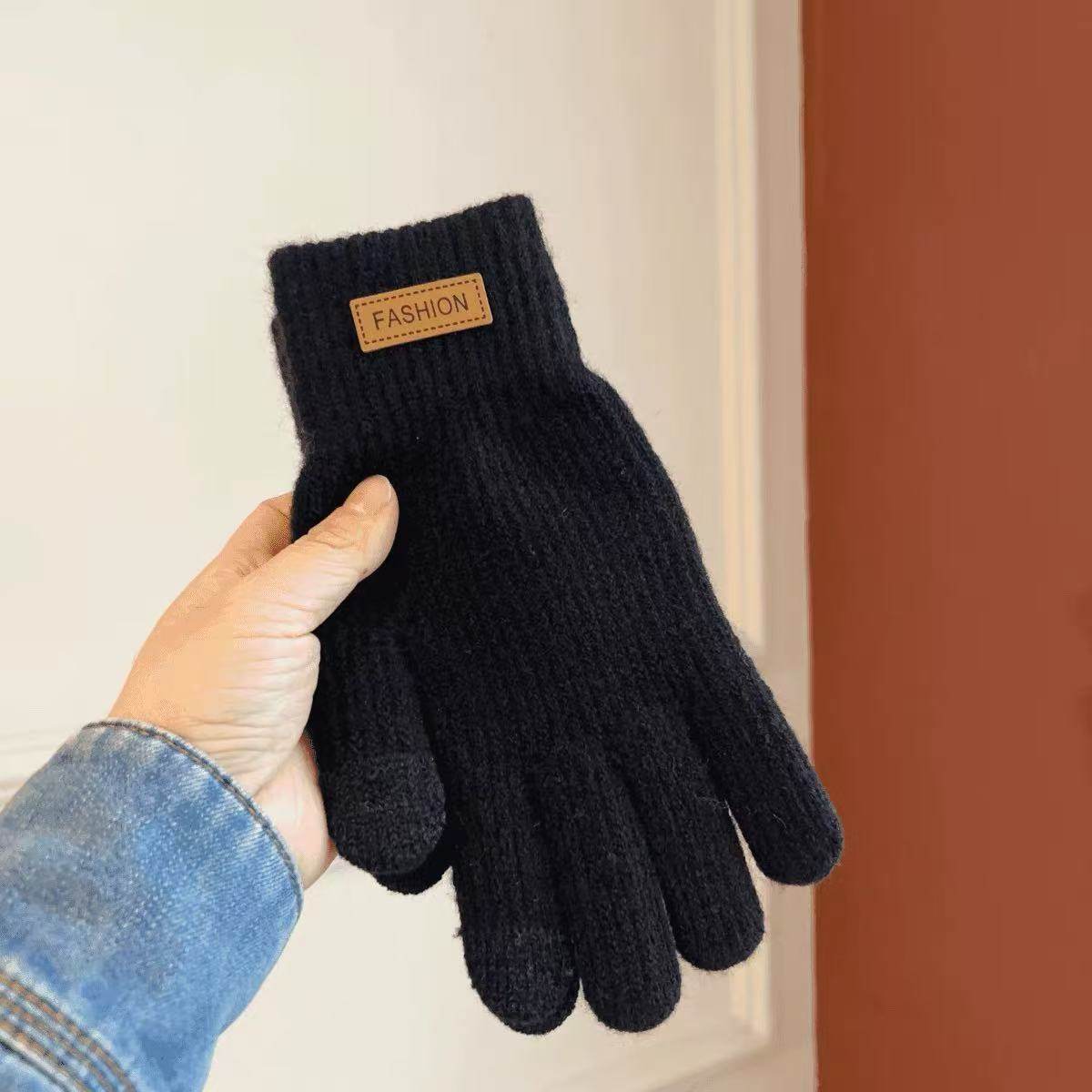 可触屏棉手套男士冬季保暖加绒加厚毛线针织骑行男女同款防寒手套,淘宝优惠券,粉丝福利购,淘宝优惠卷