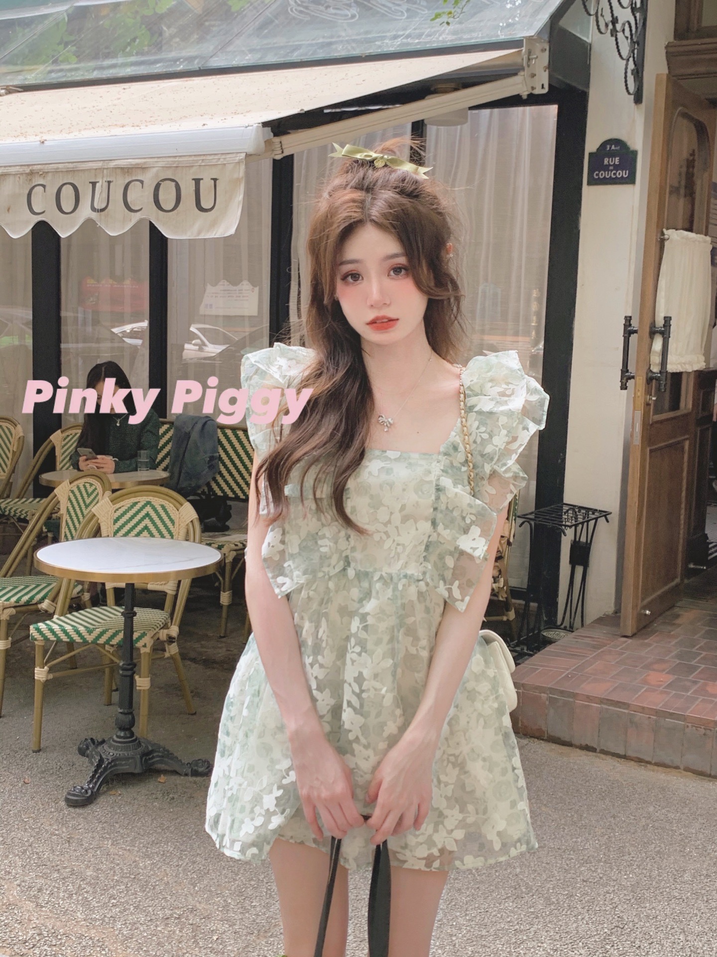 八盖pinky piggy 绿野仙踪 方领小飞袖网纱公主裙女夏碎花连衣裙 - 图3