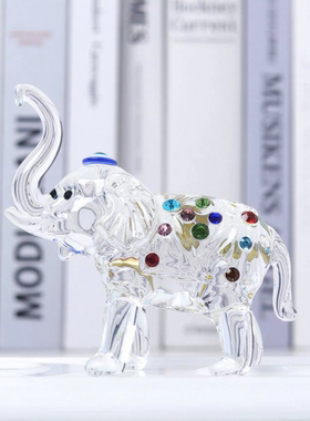 创意手工淄博博山琉璃大观园可爱小象琉璃摆件饰品家居手工制作