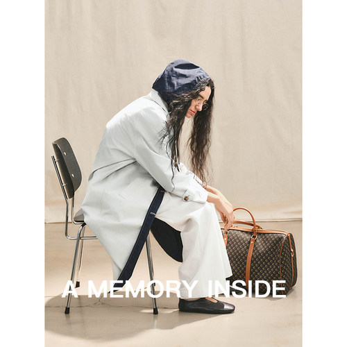 A Memory Inside两面穿抽绳连帽廓形长款风衣外套女2025春季新款 - 图3