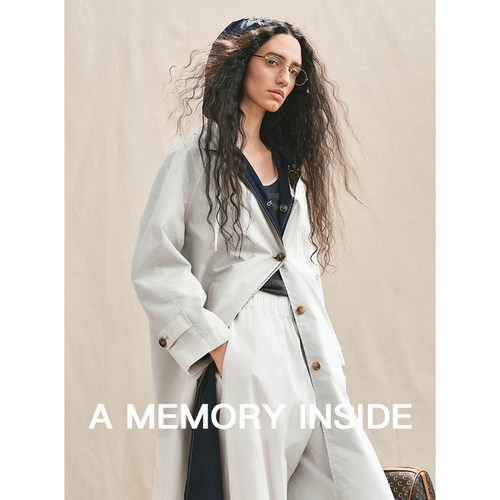 A Memory Inside两面穿抽绳连帽廓形长款风衣外套女2025春季新款 - 图2