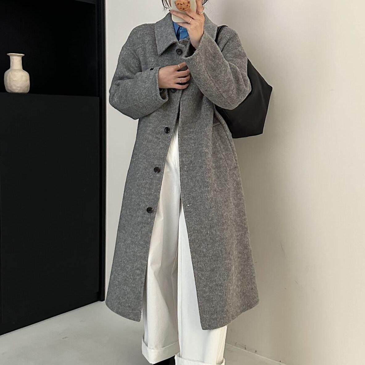 新款双面羊绒大衣女秋冬高级感赫本风中长款宽松显瘦羊毛呢外套女,淘宝优惠券,粉丝福利购,淘宝优惠卷