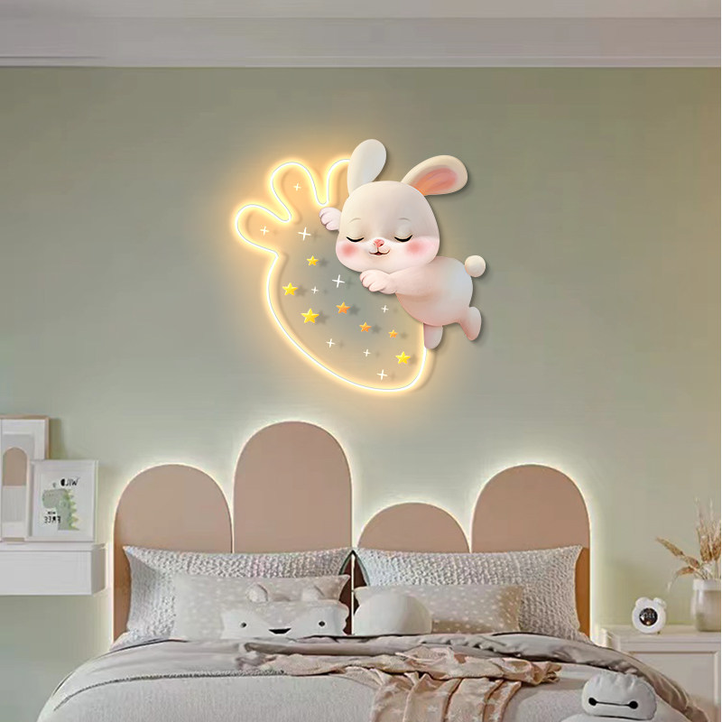 儿童房装饰画可爱公主房背景墙发光灯画温馨治愈女孩卧室床头挂画,淘宝优惠券,粉丝福利购,淘宝优惠卷