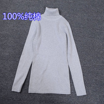 Woolen sweatshirt high collar pure cotton tattoo elastic head 0% autumn body display slim line sweatshirt female screw long sleeve set to hit bottom 10 winter repair