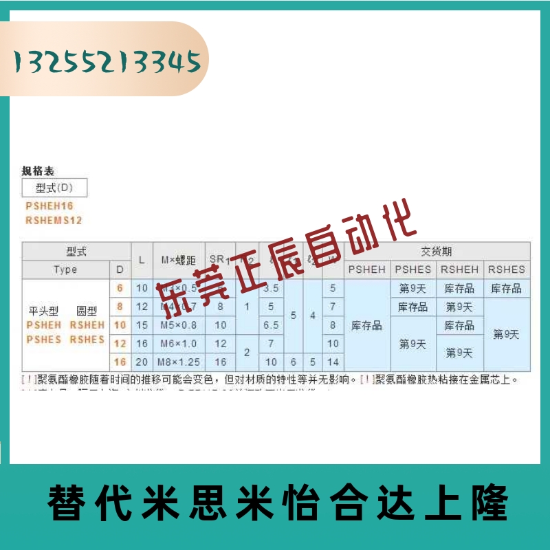 PSHEH PSHES 8 10 12 14 16 聚氨酯缓冲压块小径压块 内螺纹 - 图2