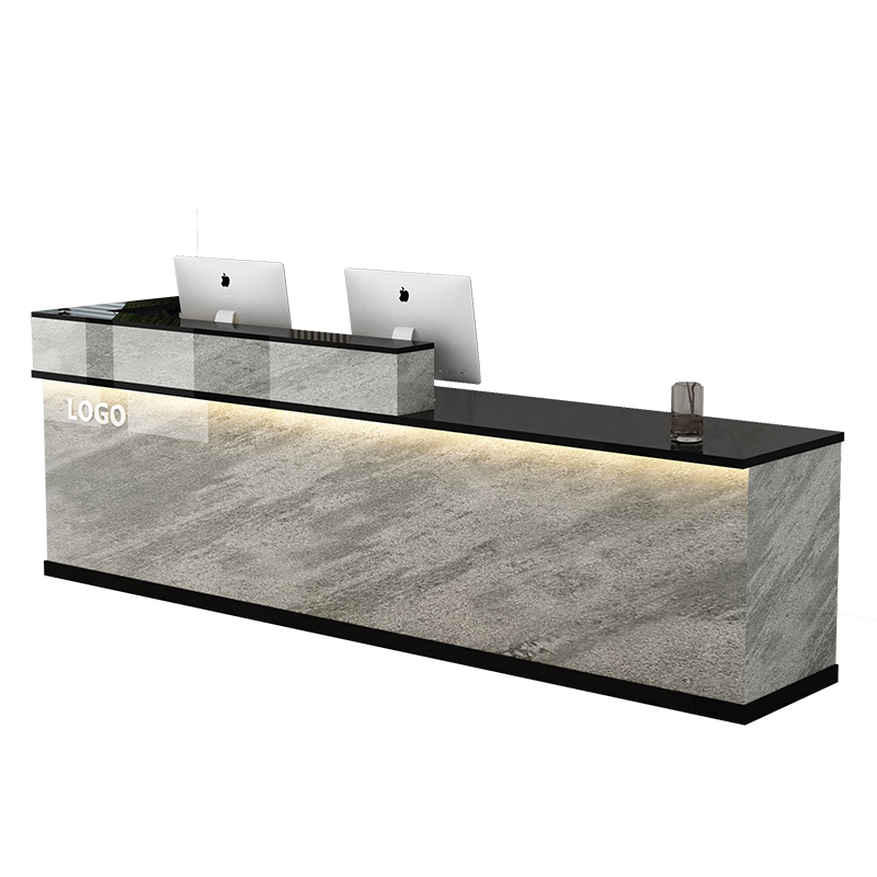 简约现代公司商务烤漆前台接待台美容院拐角咨询吧台桌酒店收银台 - 图3