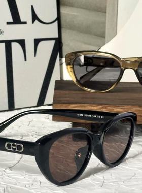 猫眼白框墨镜女防紫外线偏光显瘦