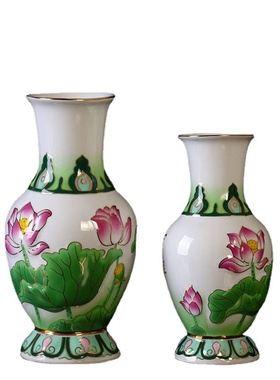 佛瓶祭祀浮雕国顺花瓶插花瓶陶瓷净水瓶佛具用品批发家居摆件批发