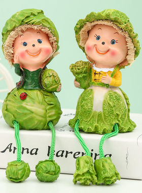 厂家直销树脂娃娃创意田园风家居装饰品摆件情侣公仔橘子吊脚礼品