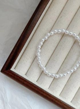 法式复古简约仿珍珠弹力手链法式轻奢时尚ins日常百搭气质手饰