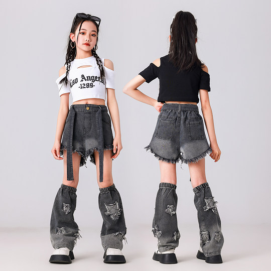 女团jazz两截牛仔套装女童潮流街舞表演服酷帅网红炸街街舞爵士舞