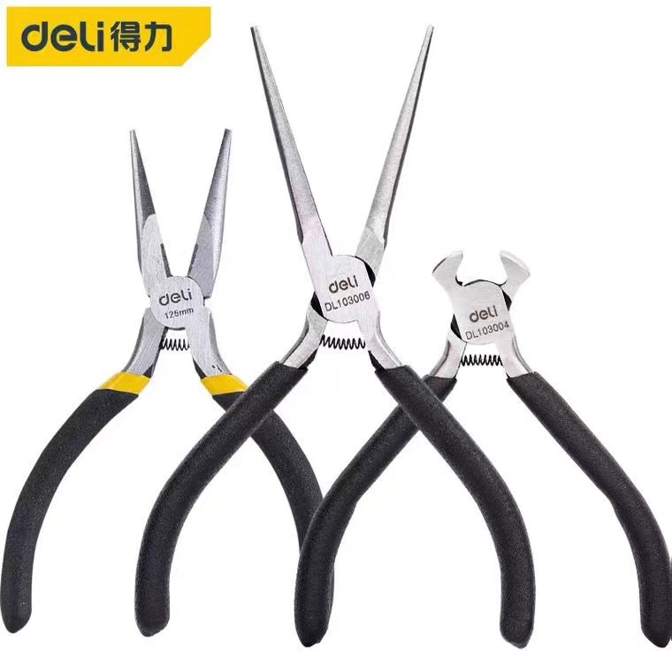 得力迷你老虎钳5寸尖嘴钳钢丝钳顶切钳斜扁嘴针嘴弯嘴手工小钳子 - 图3