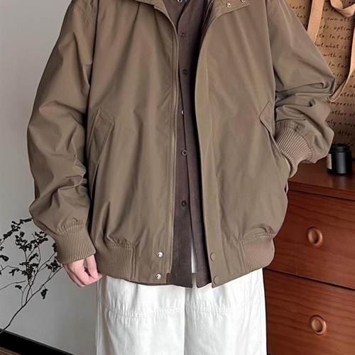 日系男装美式飞行夹克男女复古春季立领质感cleanfit外套情侣上衣 - 图2