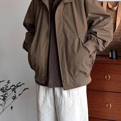 日系男装美式飞行夹克男女复古春季立领质感cleanfit外套情侣上衣 - 图0