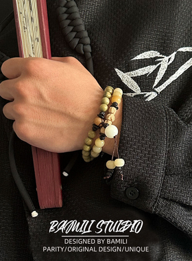 BAMILI莲花绿檀木质手串男款手链