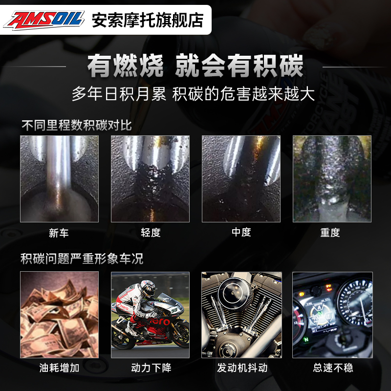 安索进口摩托车除积碳清洗剂燃油宝喷油嘴清洁辛烷值提升祛水除胶 - 图2