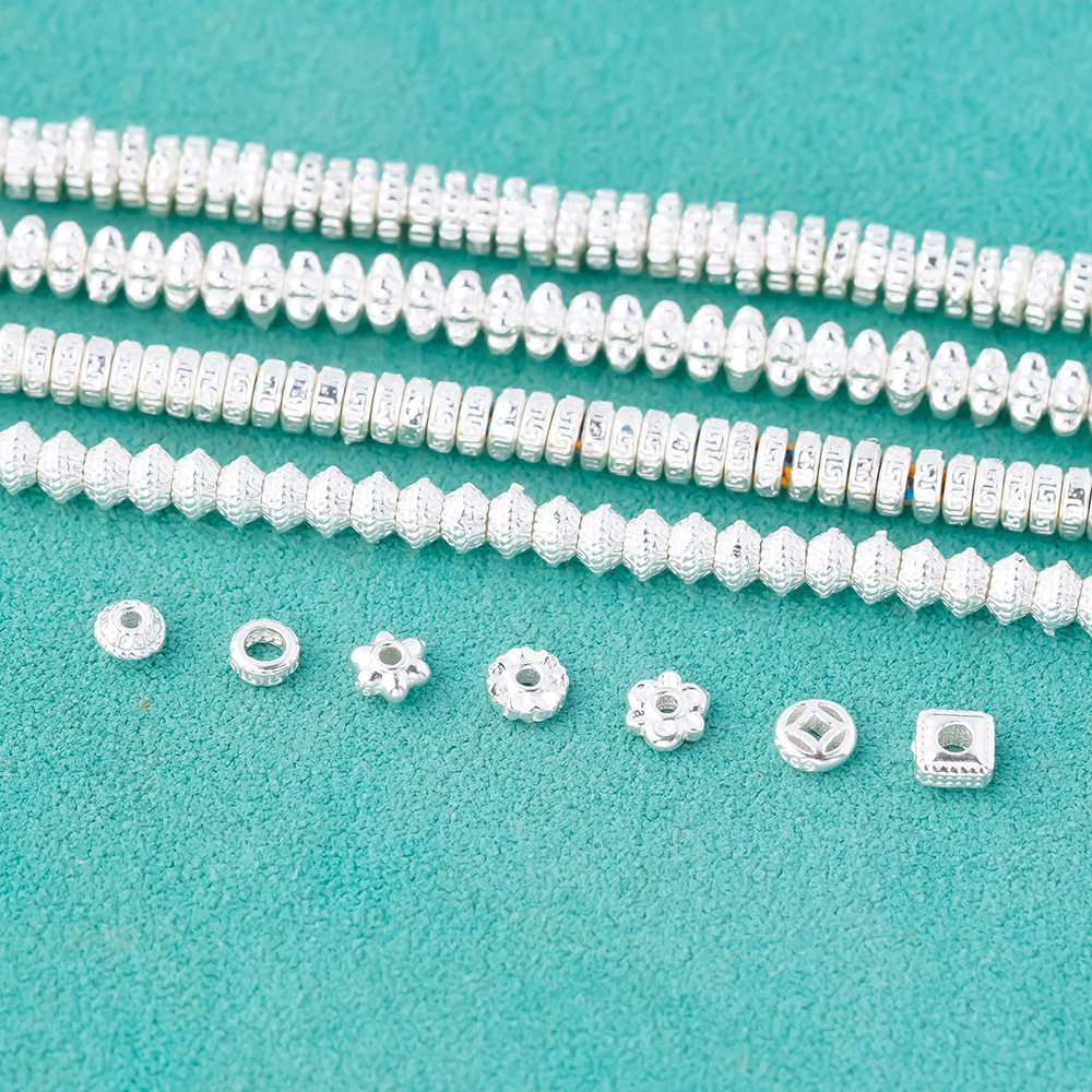 『无戒』S925纯银素银小隔片垫铜钱小花散隔银珠diy手链银饰配件,淘宝优惠券,粉丝福利购,淘宝优惠卷