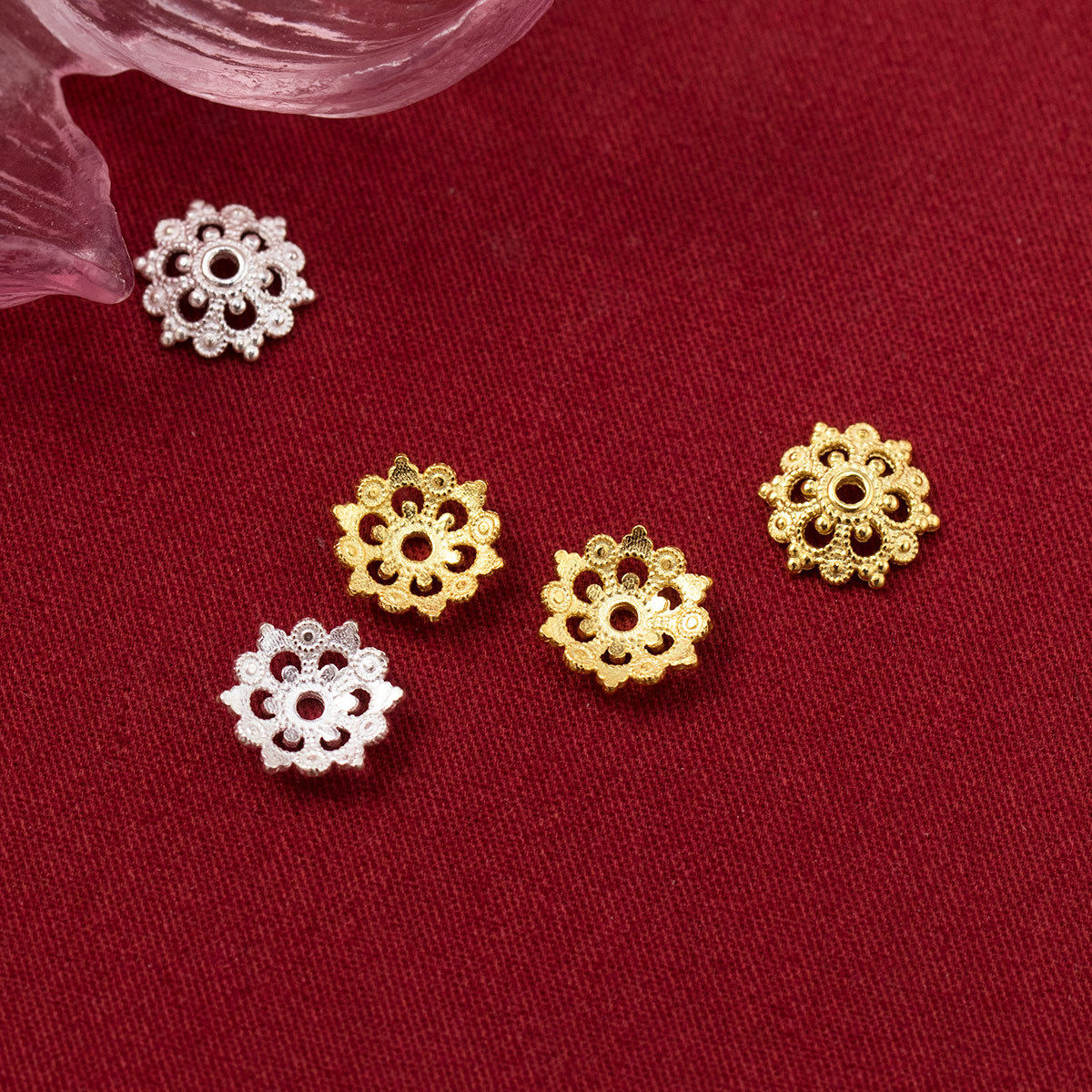 『无戒』S925纯银电镀10mm镂空花托隔珠手串散珠diy编绳材料配件,淘宝优惠券,粉丝福利购,淘宝优惠卷