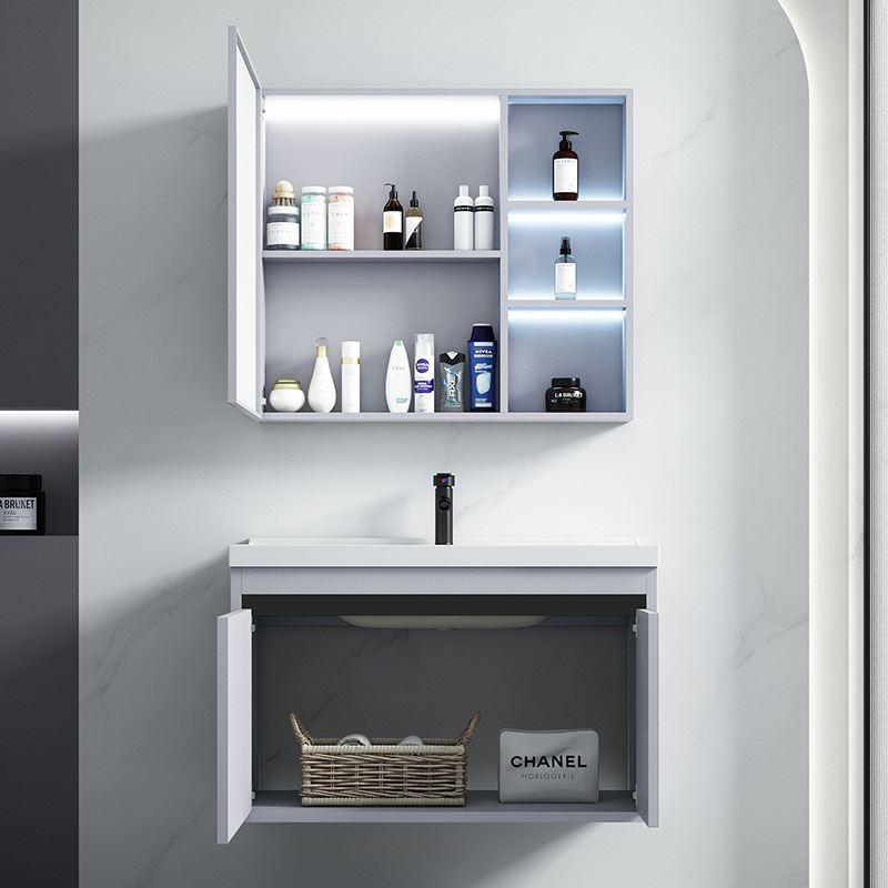 太空铝浴室柜组合现代简约陶瓷一体洗漱台轻奢洗脸盆卫生间洗手盆 - 图2