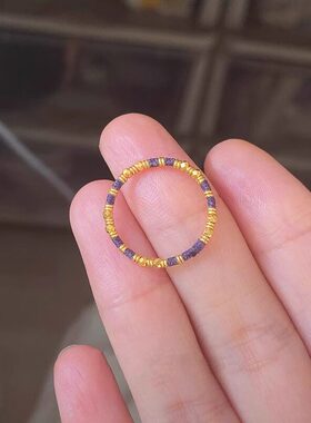 新中式紫气东来编绳小金珠戒指女