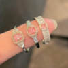S925 sterling silver peach pink water drop diamond ring for women