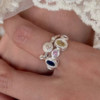 Korean style ins silver ring for women small colorful mushroom oval