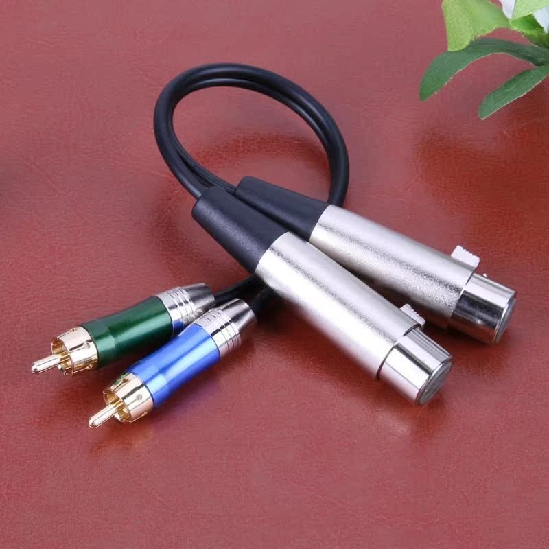 Metal Connector 3pin 2 XLR Female to 2 RCA Male Cable Audio - 图0