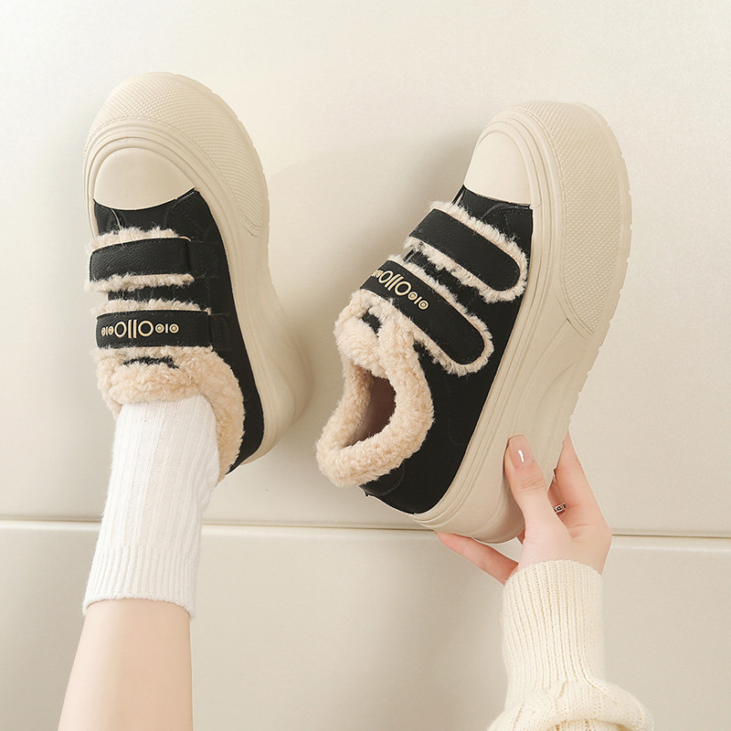 羊羔绒厚底棉鞋女2025冬季加绒保暖毛毛鞋新款魔术贴学生运动板鞋,淘宝优惠券,粉丝福利购,淘宝优惠卷