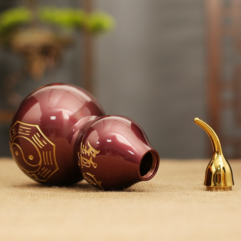新中式紫金葫芦摆件客厅办公室铜葫芦装饰品八卦葫芦铜工艺品礼品-图1