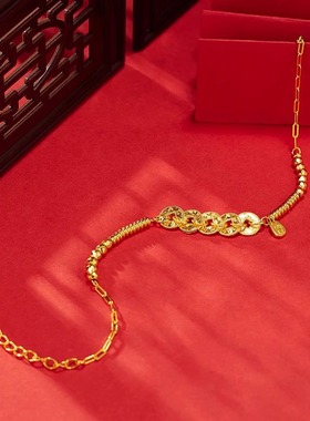 S925纯银钱币碎冰冰五帝币手链