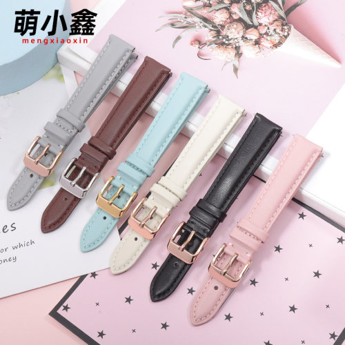 手表带女款真皮适用卡西欧sheen时尚ins风女士皮带手表配件天梭天王罗西尼依波阿玛尼华为手表带男真皮女款女 - 图2
