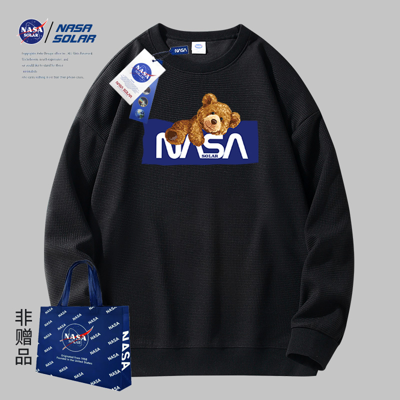 NASA SOLAR2024秋冬新款潮牌字母印花圆领卫衣时尚休闲情侣上衣M7