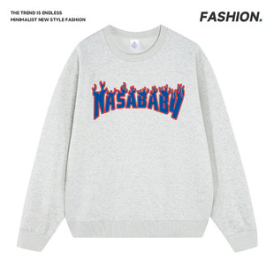 潮流美式印花秋冬新款宽松长袖休闲套头卫衣