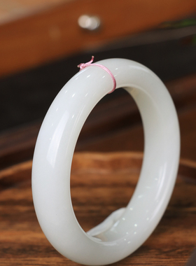 天然新疆和田玉羊脂级白玉59.6圈口手镯大气典雅古风男女手饰收藏