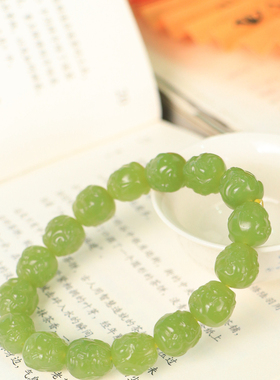 天然新疆和田玉山料若羌黄口料貔貅手串手链古风男女手饰收藏礼品