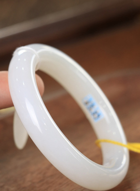 天然新疆和田玉羊脂级白玉53.3圈口手镯大气典雅古风男女手饰收藏