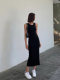 Hollow slim slit dress with sexy long skirt behind