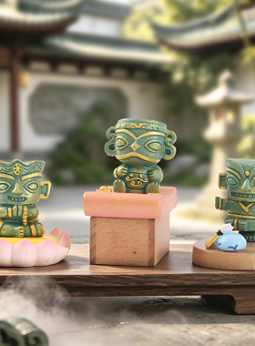 三星堆仿青铜盲盒手机支架摆件