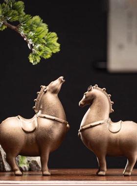 西安文创陶瓷富贵唐马摆件唐三彩创意家居办公室桌面书房装饰工艺