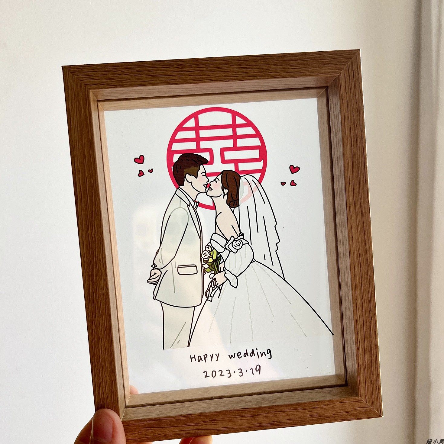手绘定制透明相框闺蜜领证结婚周年纪念日情侣医师节毕业生日礼物