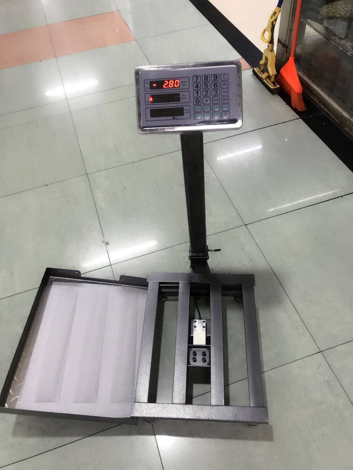 新品钢折叠灰色电子台秤100/150/300kg工厂地秤计价计重小地磅电_虎窝淘