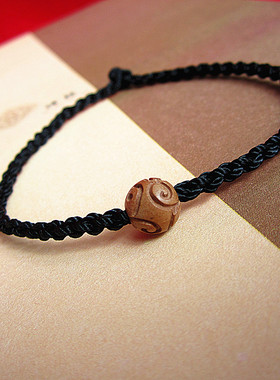 原创祥云桃木珠手链细款简约